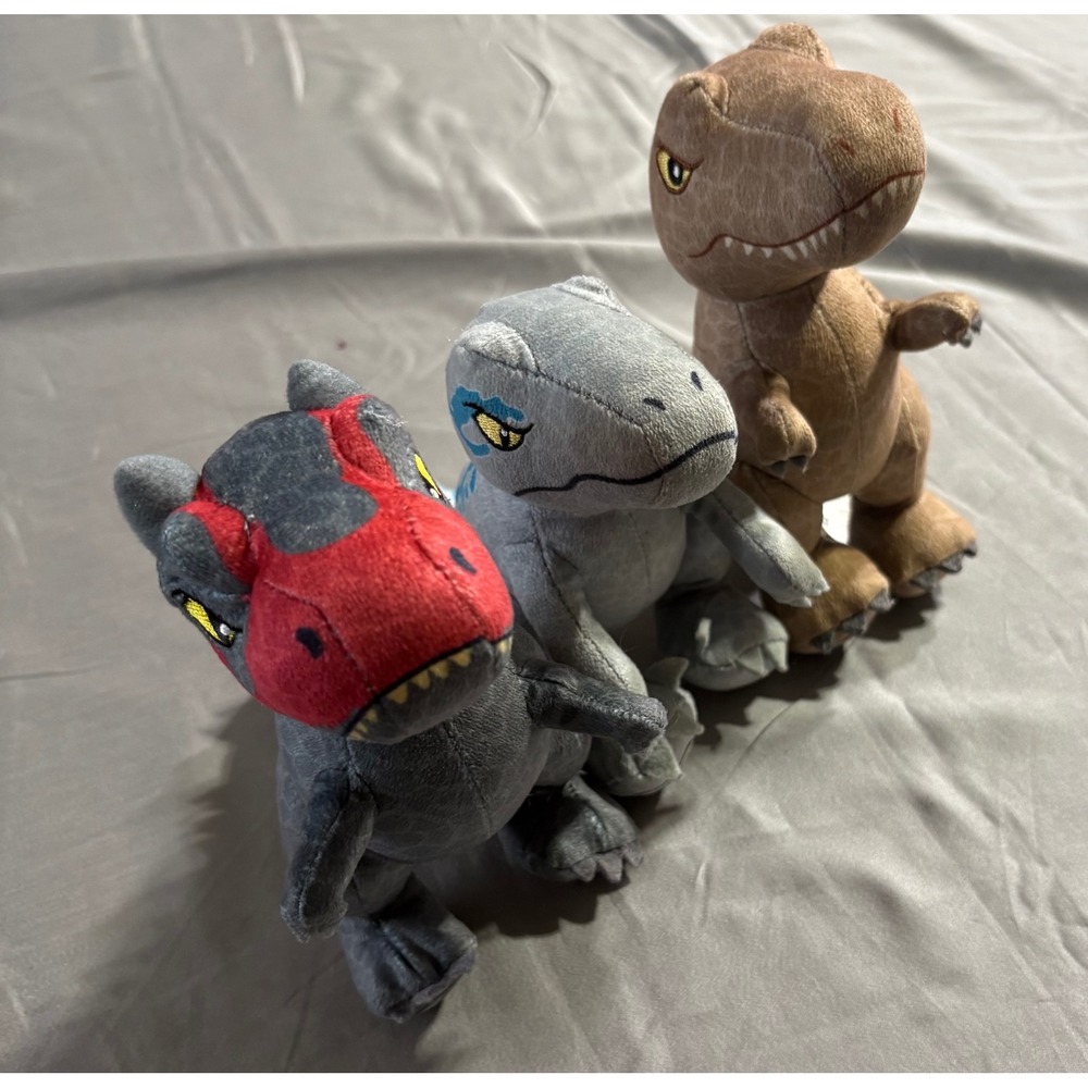 Jurassic World Dominion Plush Set T-Rex Blue Velociraptor Giganotosaurus 7 inch